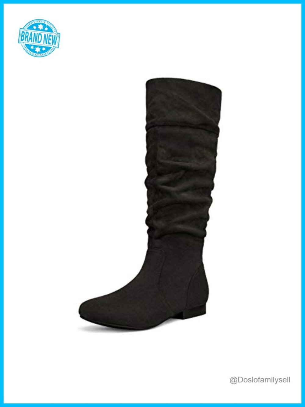 Knee High Slouchy Boots Faux Suede Faux Fur Lined Ruched
